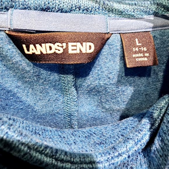 Lands' End Womens Two-toned Blue Mock Turtleneck Knit Sweater Size Large - Picture 5 of 7